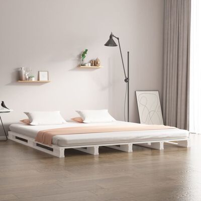 vidaXL Cama de paletes 120x200 cm pinho maciço branco