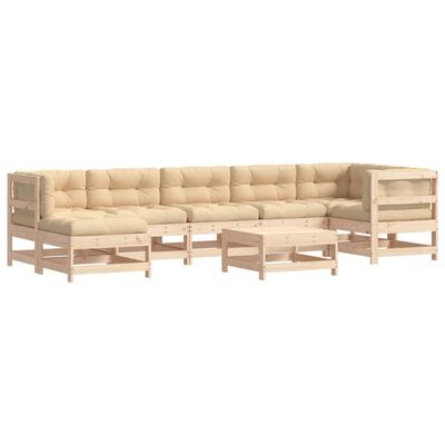 vidaXL 8 pcs conjunto lounge jardim c/ almofadões madeira maciça