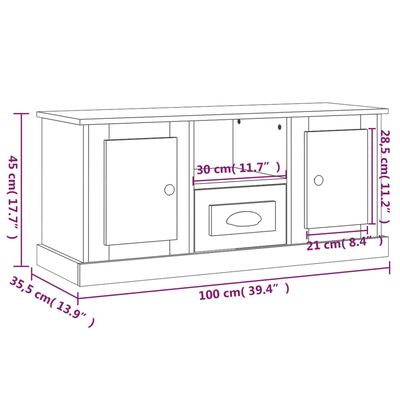 vidaXL Móvel de TV 100x35,5x45 cm derivados de madeira cinzento sonoma