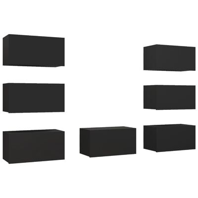vidaXL Móveis de TV 7 pcs 30,5x30x60 cm derivados de madeira preto