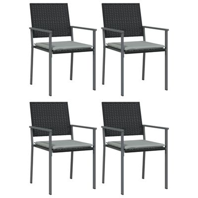 vidaXL 5 pcs conjunto de jantar p/ jardim c/ almofadões vime PE e aço