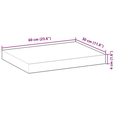 vidaXL Prateleiras flutuantes 2pcs 60x30x4cm acácia maciça não tratada