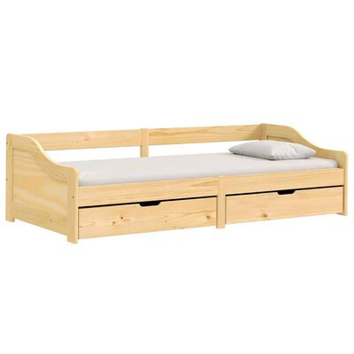 vidaXL Sofá-cama com 2 gavetas 90x200 cm madeira de pinho maciça IRUN