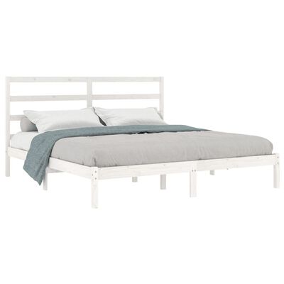 vidaXL Estrutura de cama super king pinho maciço 180x200 cm branco