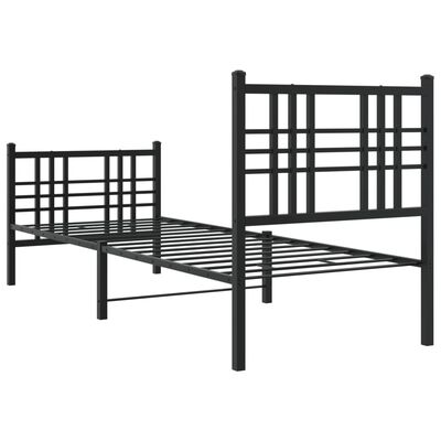 vidaXL Estrutura de cama com cabeceira e pés 75x190 cm metal preto