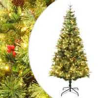 vidaXL Árvore de Natal com pinhas pré-iluminada 150 cm PVC e PE verde