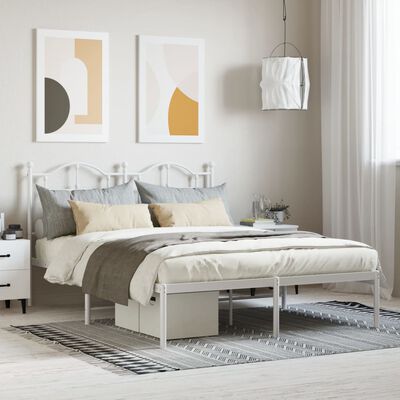 vidaXL Estrutura de cama com cabeceira 150x200 cm metal branco