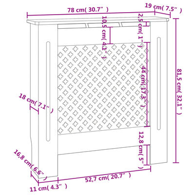 vidaXL Cobertura de radiador MDF 78 cm