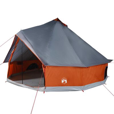 vidaXL Tenda familiar tipi para 6 pessoas impermeável cinza/laranja