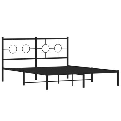 vidaXL Estrutura de cama em metal com cabeceira 150x200 cm preto