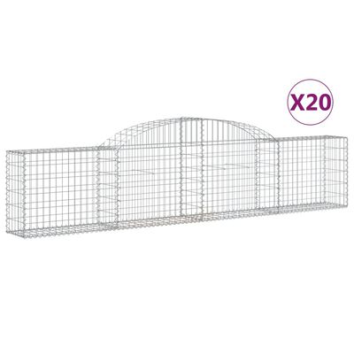 vidaXL Cestos gabião arqueados 20pcs 300x30x60/80 cm ferro galvanizado