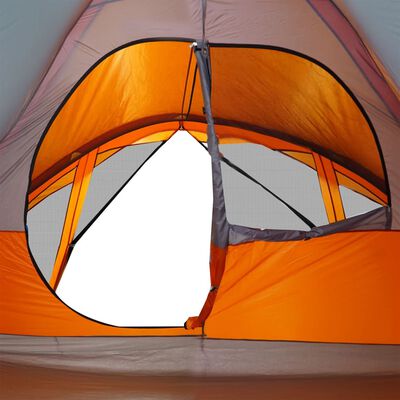 vidaXL Tenda familiar estilo cabana 6 pessoas imperm. cinza/laranja