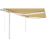 vidaXL Toldo automático LED e sensor de vento 4x3,5 m amarelo e branco