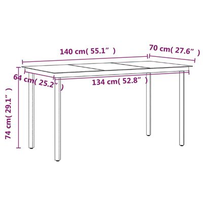 vidaXL 7 pcs conjunto de jantar para jardim com almofadões preto