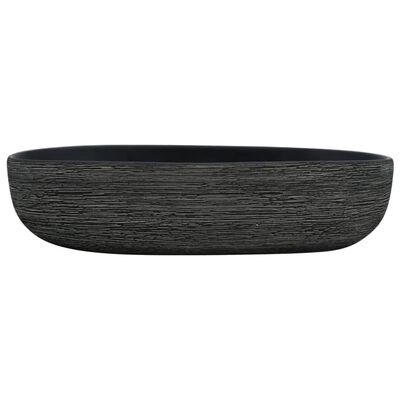 vidaXL Lavatório de bancada oval 59x40x14 cm cerâmica cinza e preto