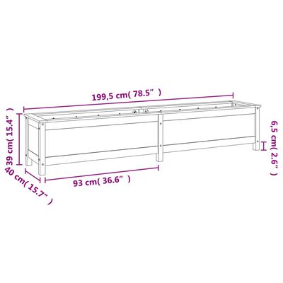 vidaXL Canteiro elevado de jardim 199,5x40x39 cm pinho maciço branco