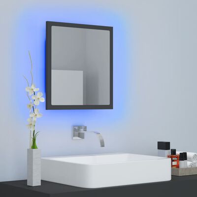 vidaXL Espelho de casa de banho com LED 40x8,5x37 cm acrílico cinza