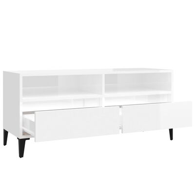 vidaXL Móvel p/ TV 100x34,5x44,5 cm derivados madeira branco brilhante