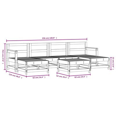 vidaXL 7 pcs conjunto lounge de jardim madeira de pinho impregnada