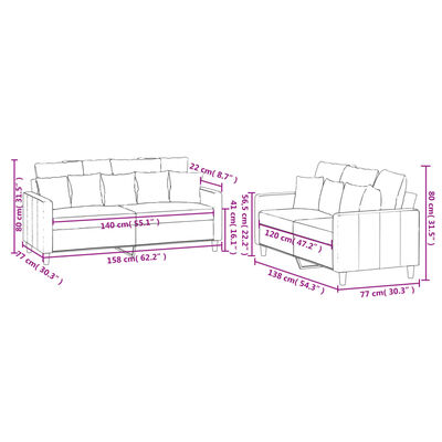 vidaXL 2 pcs conjunto de sofás com almofadões veludo preto