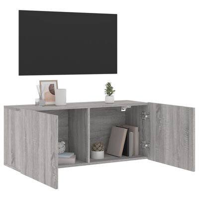 vidaXL Móvel de parede para TV 100x30x41 cm cinzento sonoma