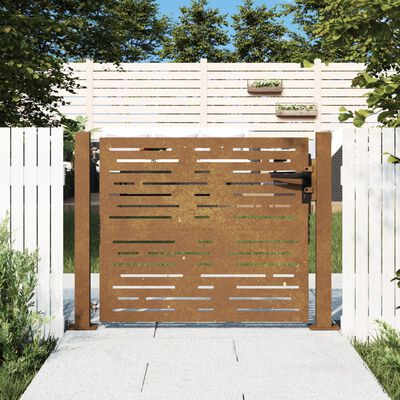 vidaXL Portão de jardim 105x105 cm aço corten design quadrados