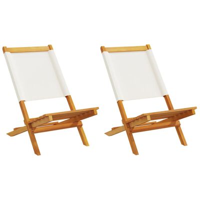 vidaXL Cadeiras jardim 2 pcs madeira acácia maciça/tecido branco nata