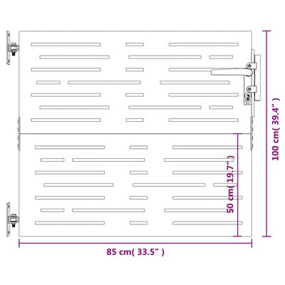 vidaXL Portão de jardim 85x100 cm aço corten design quadrados