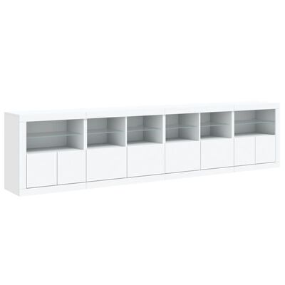 vidaXL Aparador com luzes LED 283x37x67 cm branco