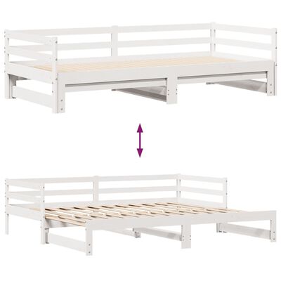 vidaXL Sofá-cama c/ gavetão e gavetas branco 90x190cm madeira de pinho