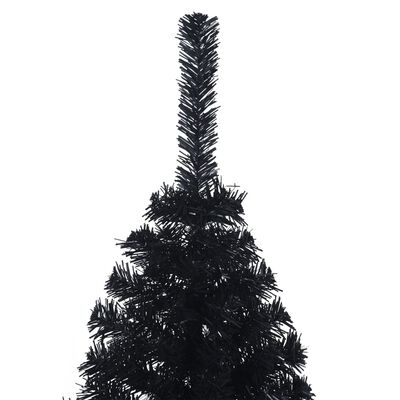 vidaXL Meia árvore de Natal artificial com suporte 120 cm PVC preto