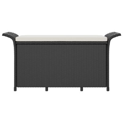 vidaXL Banco de jardim com almofadão 116x46x57 cm vime PE preto