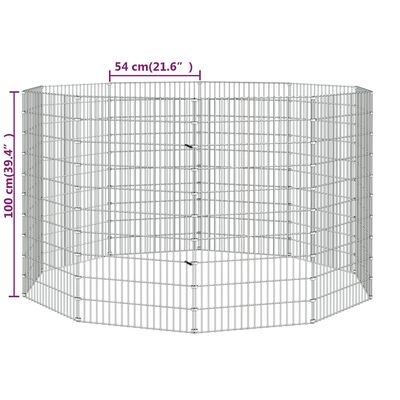 vidaXL Recinto exterior p/ animais 10 painéis 54x100cm ferro galvaniz.