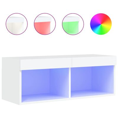 vidaXL Móvel de TV com luzes LED 80x30x30 cm branco