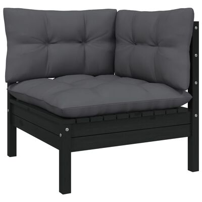 vidaXL 6 pcs conjunto lounge de jardim c/ almofadões pinho preto