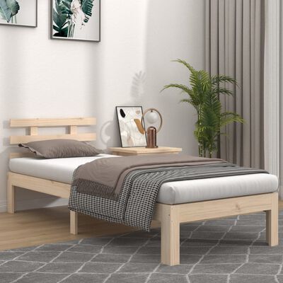 vidaXL Estrutura cama pequena solteiro 75x190 cm madeira maciça