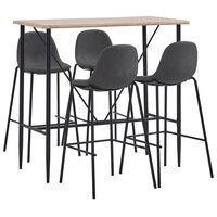 vidaXL 5 pcs conjunto de bar tecido cinzento-escuro