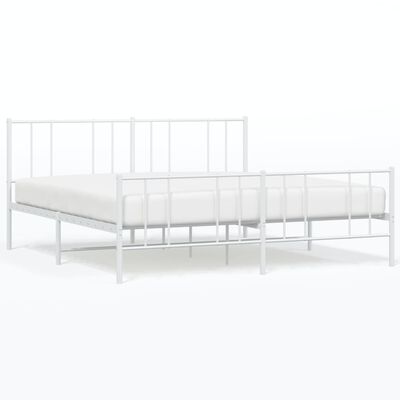 vidaXL Estrutura de cama com cabeceira e pés 193x203 cm metal branco