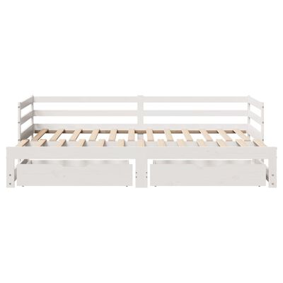 vidaXL Sofá-cama c/ gavetão e gavetas branco 90x190cm madeira de pinho