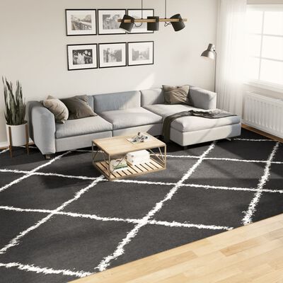 vidaXL Tapete shaggy de pelo alto PAMPLONA 300x400 cm preto e creme