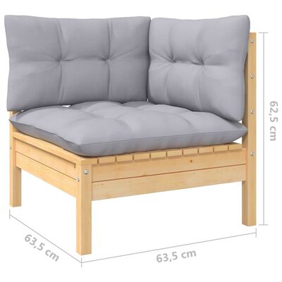 vidaXL 14 pcs conjunto lounge de jardim c/ almofadões cinza pinho