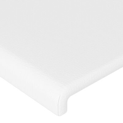 vidaXL Cabeceira cama c/ LED couro artificial 144x5x118/128 cm branco