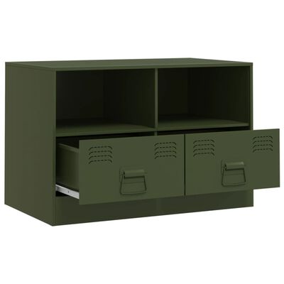 vidaXL Móvel de TV 67x39x44 aço verde azeitona