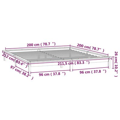 vidaXL Estrutura de cama c/ LEDs 200x200cm madeira maciça castanho mel