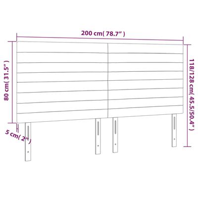 vidaXL Cabeceira de cama 4 pcs veludo 100x5x78/88 cm cinzento-escuro