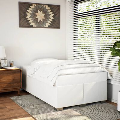 vidaXL Estrutura de cama 120x190 cm couro artificial branco