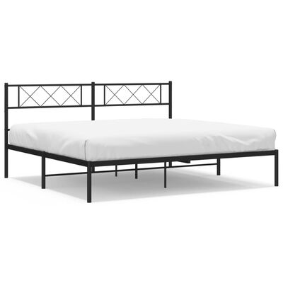 vidaXL Estrutura de cama com cabeceira 193x203 cm metal preto