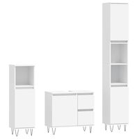 vidaXL 3 pcs conjunto móveis casa de banho derivados de madeira branco