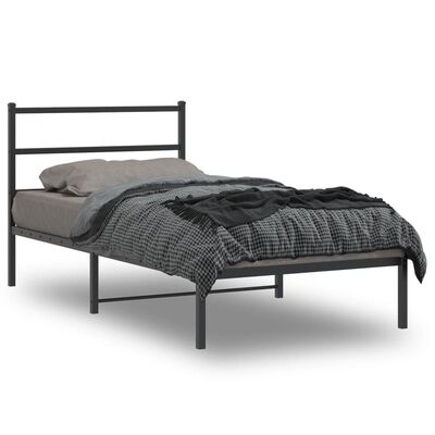 vidaXL Estrutura de cama com cabeceira 100x190 cm metal preto