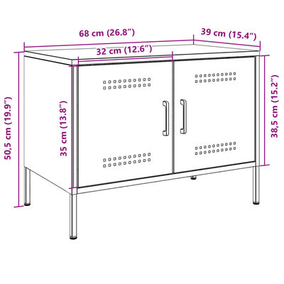 vidaXL Móvel de TV 68x39x50,5 cm aço rosa